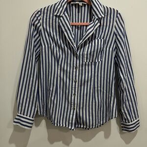 Pilcro and the Letterpress Blue and White Striped Button Down Shirt corset